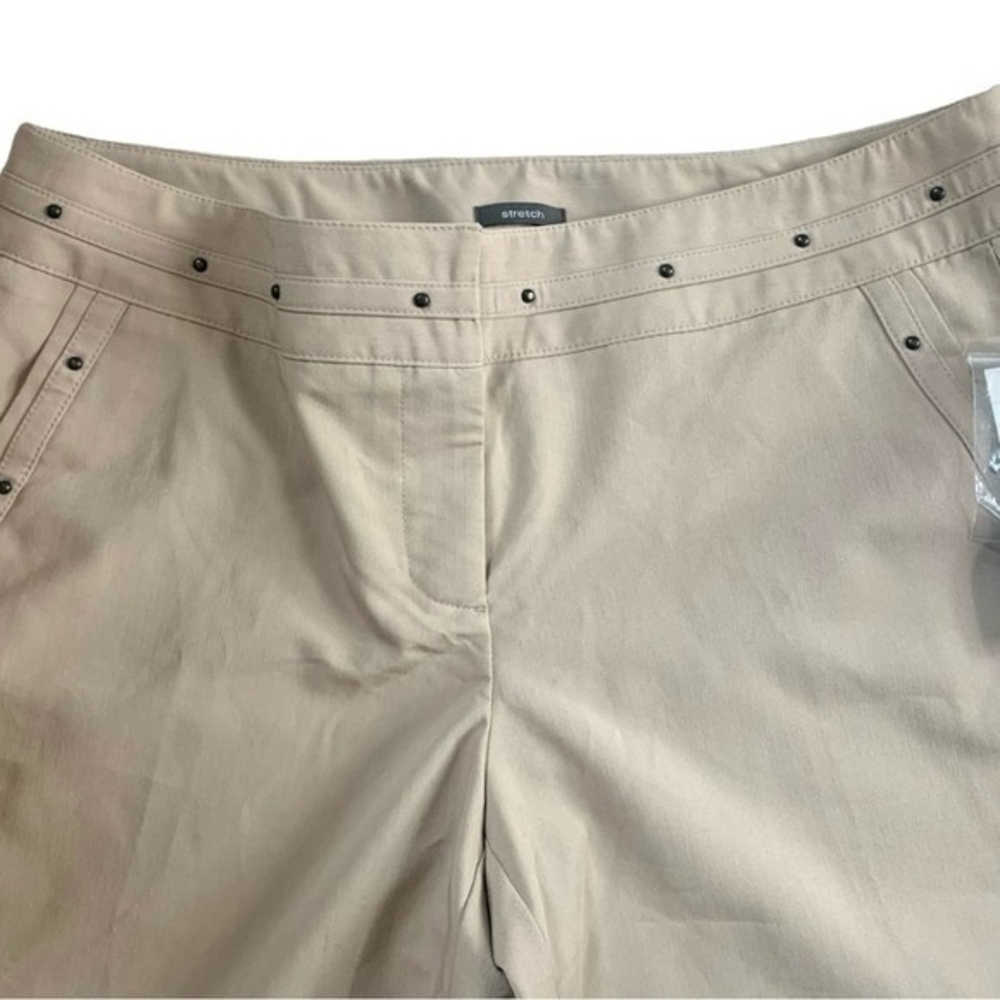 Hillard Hanson Women's Cropped Straight Leg Capri Pants 10 Tan Stretch NWT - Picture 6 of 10